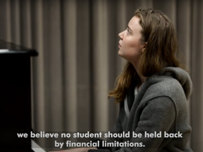 Student playing the piano